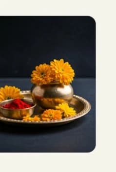 Ceremonial plate with flowers and kumkum